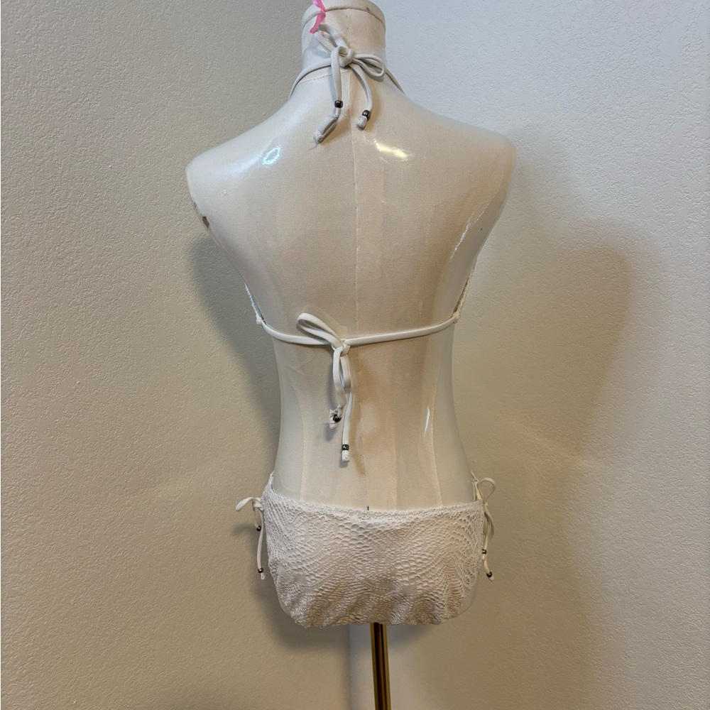 Polo Ralph Lauren White Crochet Illusion Monokini One Piece Swimsuit Sz M NWOT - Picture 3 of 5